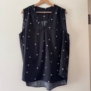 Alfani Black and Tan Polka Dot Top